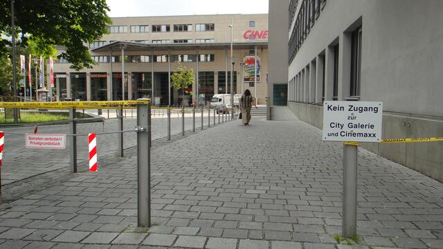 Kein Durchgang zur City Galerie und Cinemaxx