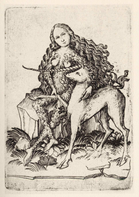 Tier-Dame, Das kleine Kartenspiel, Kupferstich ; Animal-Queen, The smal pack of cards, etching, L.229 / Datum 1460-1467 / Quelle München, Staatliche Graphische Sammlung. Quelle wikipedia, gemeinfrei.