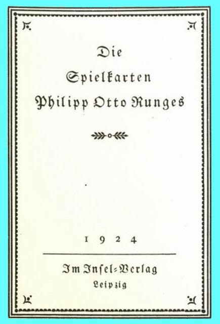 RUNGE: Spielkarten. Buch von 1924 - Insel Verlag Leipzig.