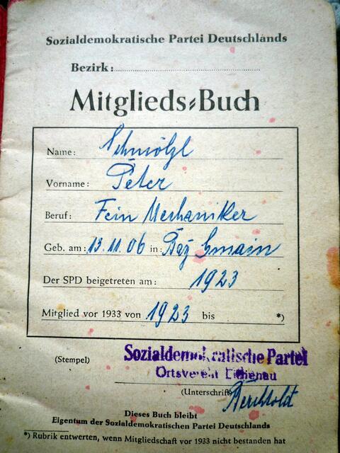 Peter Schmölz trat 1923 in die SPD Eichenau ein.