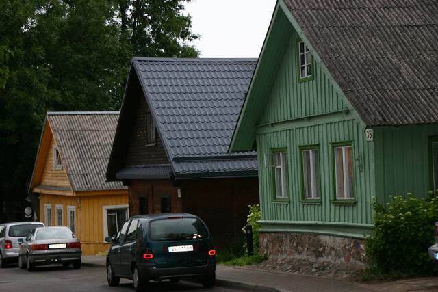 Bunte Holzhäuser in Trakai