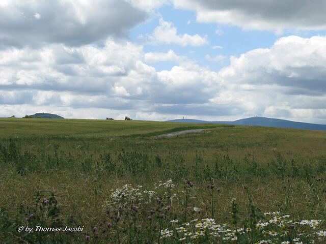 Links der Bärenstein, rechts der Keil- sowie der Fichtelberg.