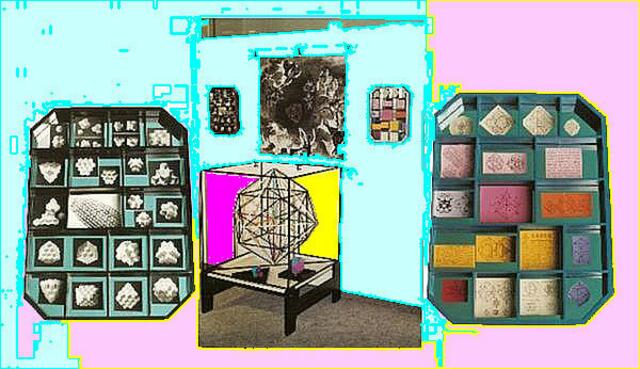 URFORM-Theorie-Installation in Ausstellungen - hier UNI Tübingen. Mit Thomas Beechts programmatischer Zeichnung als Mutante. Siehe Vernissage im web unter "timms" ...