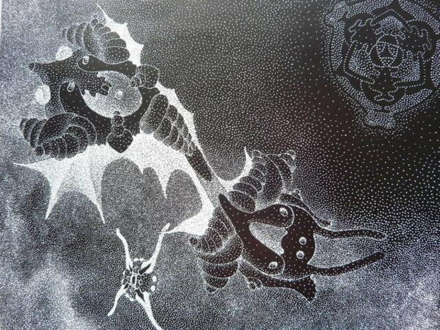 "ATOMISMUS" - "Lichtteilchen" nach Thomas BEECHTs Zeichnung ... Detail.