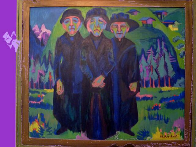 Die drei alten Frauen: Nachlass E.L.K.. 1925-1926. Öl auf Lw. a&s-p-Bild wh. Vgl. Fotografie der Damen. Foto/Malerei werner hahn.