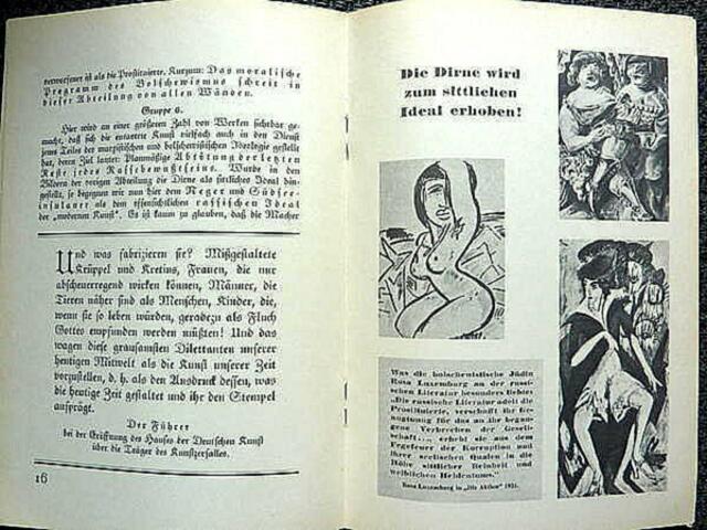Blick in das Entarte-Kunst-Machwerk; 1937 - wohl auch von Kirchner gelesen. Bild 18 aus Beitrag: NAZI-Entartete-Kunst-Terror, EX-Expressionist E.L. KIRCHNER und der „Neue Stil“ (Teil 2).