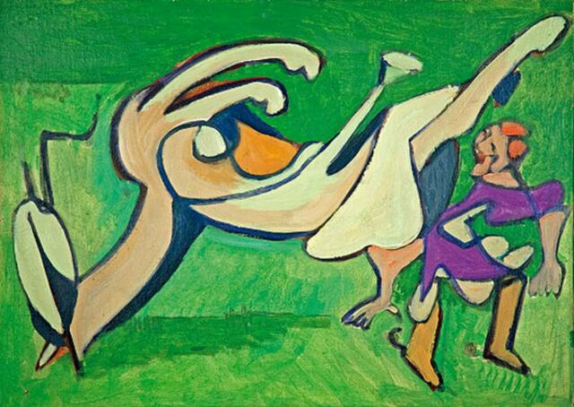 Rätselhaftes faszinierendes Bild: „Reiterin mit gestürztem Pferd“ - Besprechung im Text. (Städel Museum, Retrospektive) - Siehe LINK im Kommentar zum Bild.