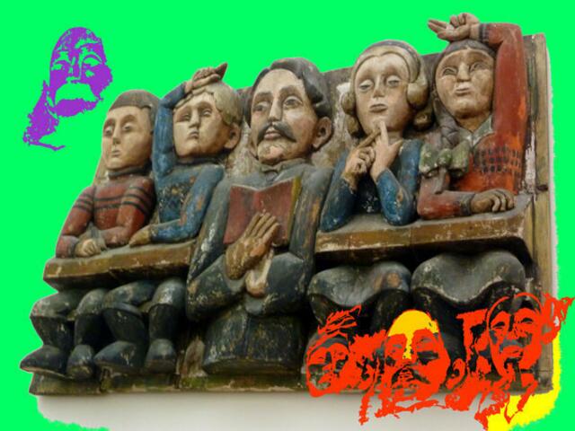 "Lehrer Florian BÄTSCHI mit Schulkindern" - Kirchners im Kunstmuseum DAVOS präsentiertes Relief von 1936. Gegenstand der FORSCHUNG im 4teiligen Projekt "Im Herzen des Museums"; Teil 3 bis 20.11.11.