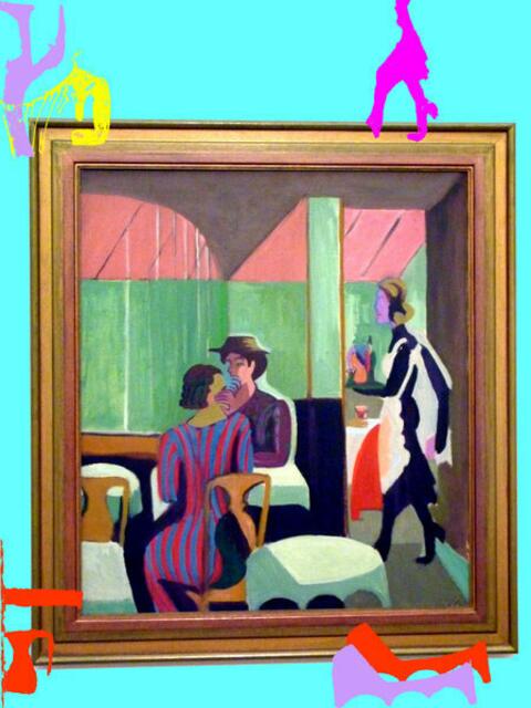 Bild mit 7 ars-meme-Mutanten: E.L. KIRCHNERs "Café am Morgen" von 1935. werner hahn 26.7.11.