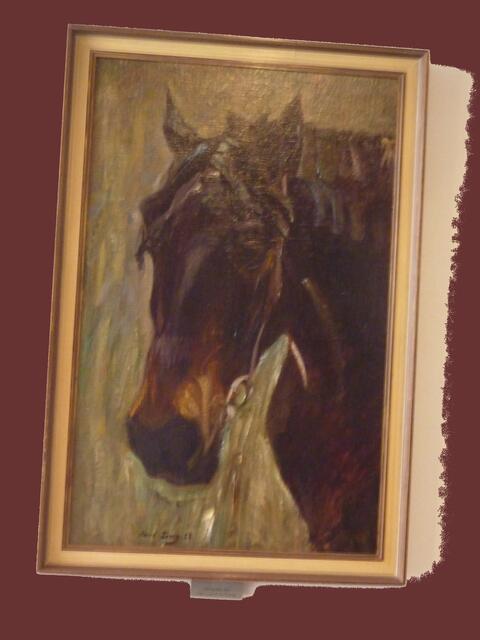 Pferdekopf: Karl LENZ (Maler 1898-1949): Positiv wahrer REALISMUS - Darstellungen hessischer Natur & Kultur – BILD in HINZ HOOB (Regionalmuseum Weidenhausen-Gladenbach) . A&sp-werner hahn 13.8.11