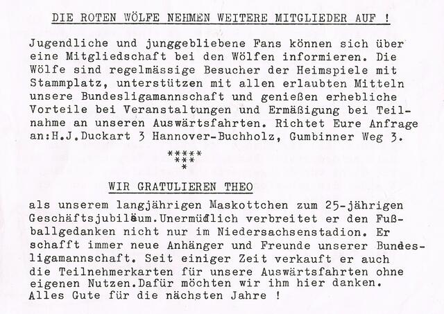 aus der Fan-Info "Rote Wölfe" Nr. 4 1972