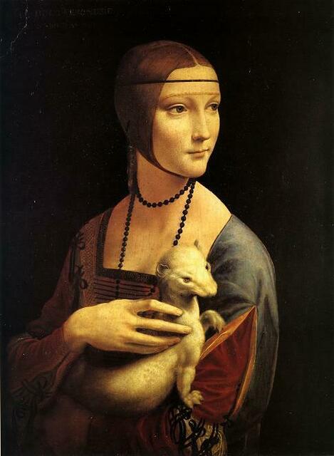 Leonardos Dame mit Hermelin (um 1489) ist kein Bild nach der Natur, schon deshalb nicht, weil kein Mensch so ein Tier mit sich herumtrug, meint man. Und viel eher befrage dieses Bild die Natürlichkeit des Menschen und erzähle von seiner Zähmung. a&s-p-b..