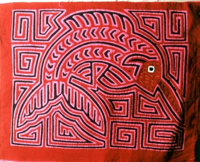 Kuna indianer,Panama, Patchwork -Textilstück der Frauen