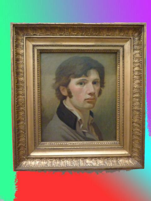 RUNGE-Selbstbildnis mit braunem Kragen: 1802. Kunsthalle Hamburg - werner hahn Wandmutation 17/9/11. Vgl. mit DÜRER-SELBST-Porträt von 1493. Porträt AD eine Distel haltend.