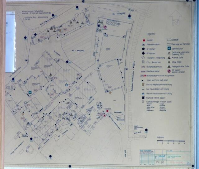 Feuerwehrübersichtsplan vom 2.9.97 im Pförtnerhaus (27.2.2011)