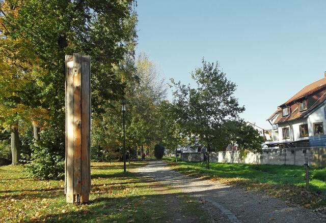 Eichen-, Fichten- und Lärchenstämme verarbeiteten zehn Bildhauer zu Skulpturen, die am Spazierweg neben dem Lauterbach aufgestellt wurden.