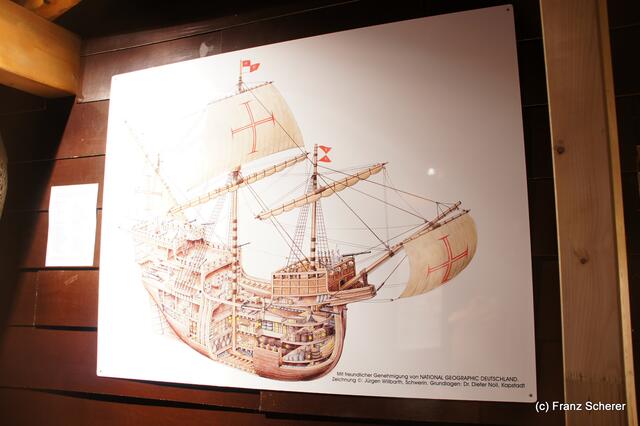 Das Mercateum in Königsbrunn. Abbildung eines Handelsschiffs aus dem 16. Jahrhundert