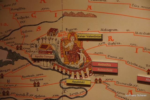 Das Mercateum in Königsbrunn.Die damalige Weltstadt Antiochia auf der Castorius-Karte von 350 n. Chr.