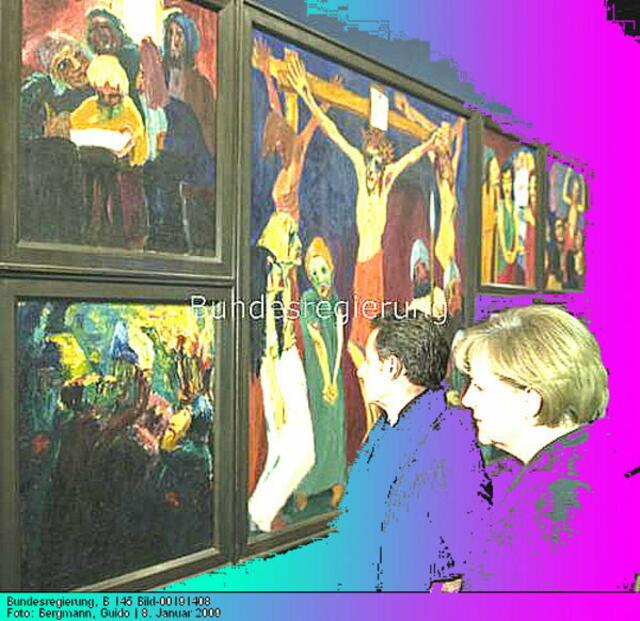 MERKEL in Frankreich: besucht NOLDE-Ausstellung; siehe mehr dazu im Artikel ... sfumatage werner hahn