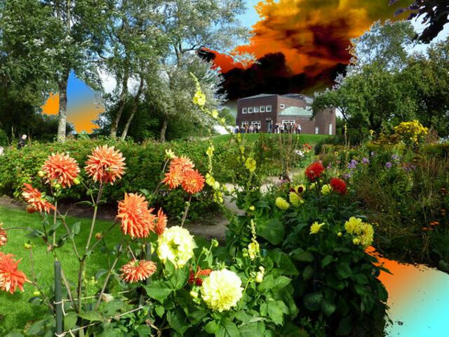 In NOLDEs schönem Garten 2011. Foto-malerei werner hahn. Im Hintergrund NOLDE-Museum Seebüll. Mehr dazu im Text des Artikels. Weitere Bilder werner hahn Gießener Zeitung.
