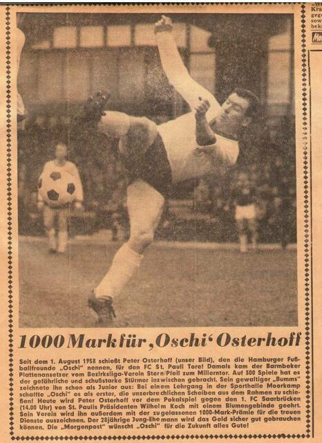 Von 1958 bis 1970 spielte er für den FC St. Pauli, dessen erfolgreichster Torjäger er mit 171 Treffernin Ober- bzw. Regionalliga bis heute ist.
