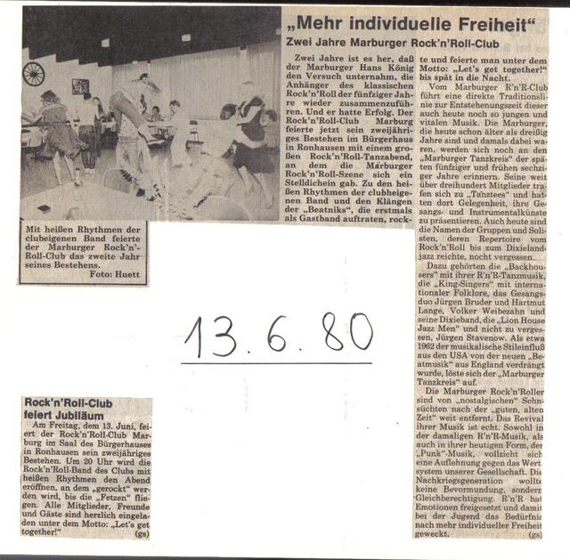 Der Marburger Rock'n Roll Club im Echo der Presse | Foto: Foto: H-R König