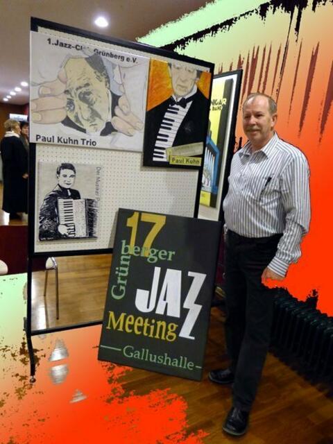 Maler Bernd Fickert - malerei zum KUHN-EVENT & Jubiläum 20 Jahre 1. Jazzclub Grünberg - Bild werner hahn.