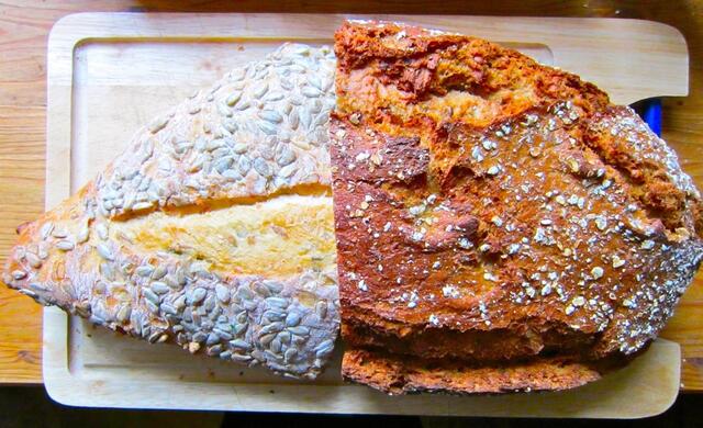Links das Frühstückbrot "Kapitän" - rechts das Abendbrot "Krusti"