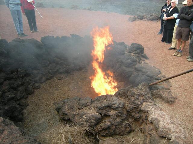 Brennendes Kraut in Lavaspalte.