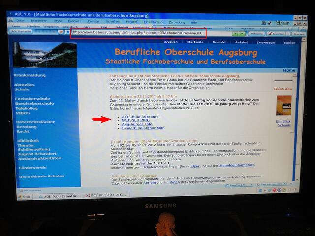 die WEB-Seite der Beruflichen Oberschule Augsburg
