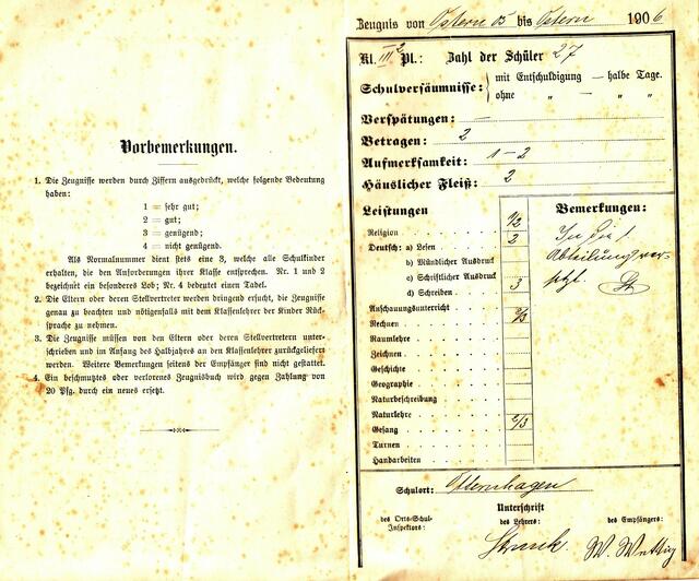 Ostern 1905 bis Ostern 1906, Zahl der Schüler 27