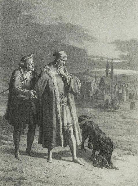 Dazu „Faust und Wagner auf dem Osterspaziergang“ - Lithographie von Gustav Schlick http://de.wikipedia.org/w/index.php?title=Datei:Schlick-Faust.jpg&filetimestamp=20090715020653