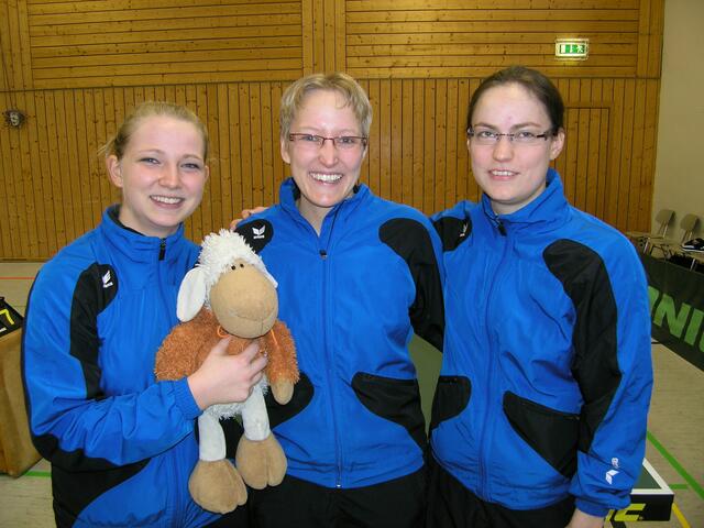 Die drei Vize-Bezirkspokalmeister (v.l. Angela Tuffentsammer mit Maskottchen Mützli, Kathrin Geiger und Katharina Fürst).