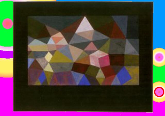 ars evolutoria grüßt den Neo-Romantiker Paul KLEE: KLEE verstand unter KRISTALLisieren, das im BILD „Kristallinische Landschaft“ dargestellte , von 1929, ein Aquarell auf schwarzer Grundierung auf Papier auf Karton. malerei wernerhahn am 10-3-12.