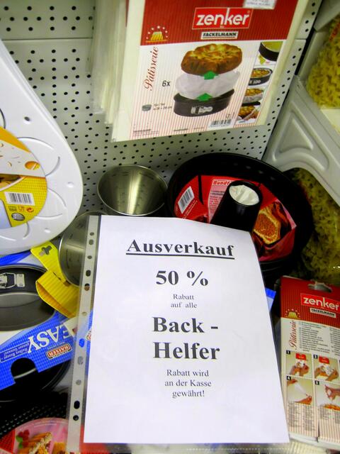 Haushaltsartikel zum halben Preis ohne Nachschub.