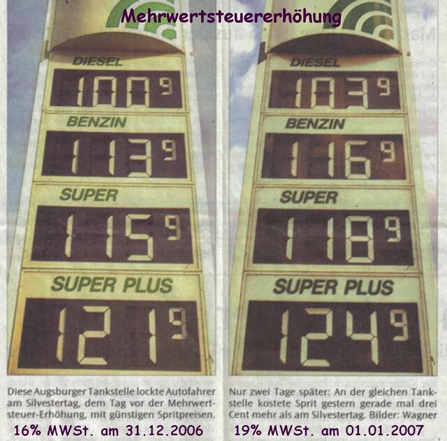 Mehrwertsteuererhöhung zum 01.01.2007