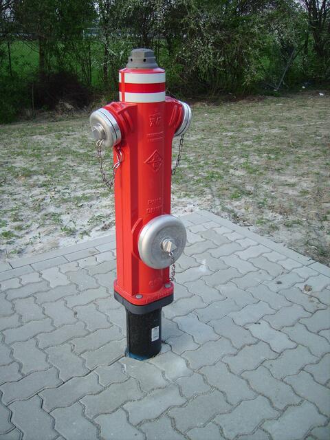 Der wichtigste "Mann" stand heute ein wenig im Abseits: der neue Hydrant passend zum neuen Haus.