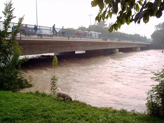 Brücke unter Hochwasser.......