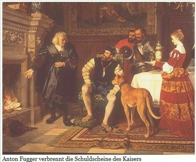 Jakob Fugger verbrennt für Karl V. Schuldscheine