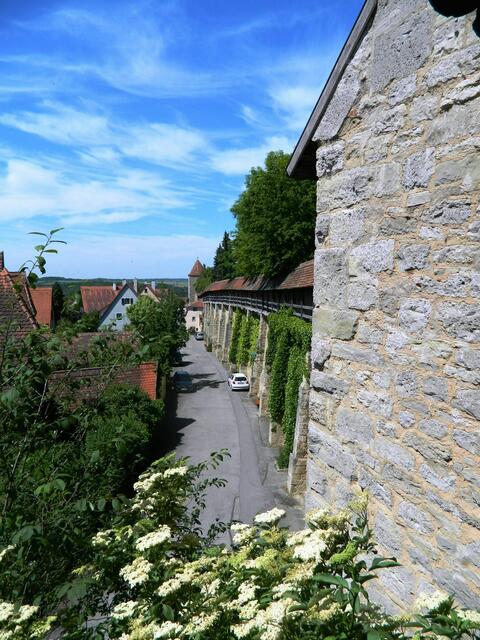 Die Wehrgänge sind allwettertauglich überdacht gebaut.