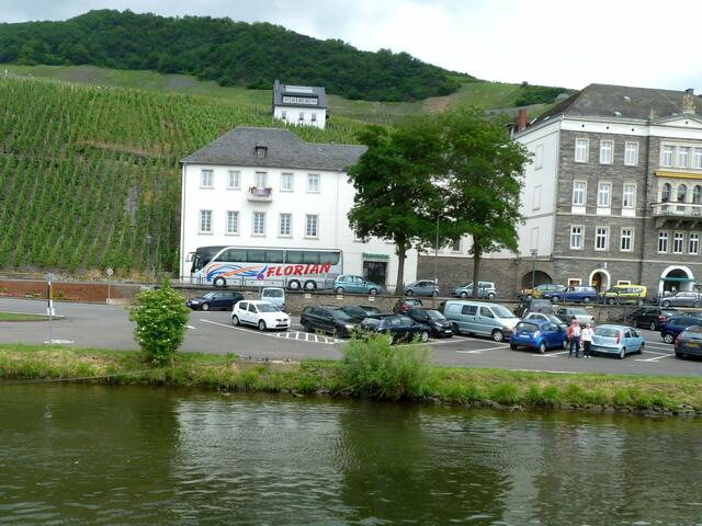 Bus 1 fährt am Ufer entlang