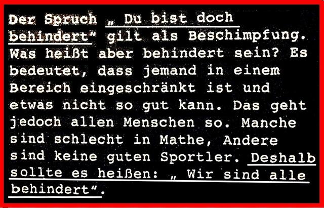 Im Grunde sind wir alle Behinderte