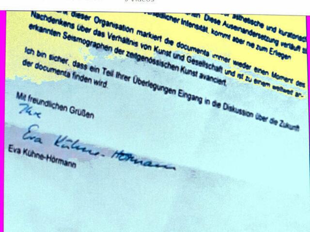 LEERE Versprechun oder ERNST gemeint: Eva Kühne-Hörmann (CDU, Kunstministerin) verspricht werner hahn documenta-Demokratisierung?! ... Siehe you tube video Nr..1 ...
