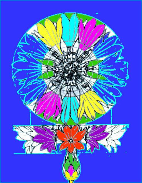 PORs KORNBLUME konstruiert: Zur LIEBE PORs - BLUMEN & SYMMETRIE; malerei werner hahn. siehe zur Bedeutung der BLUMEN Rezensionstext mehr.