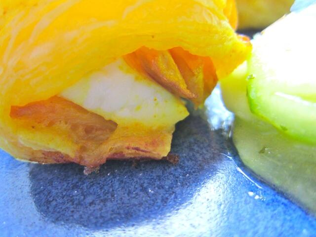 Die Füllung: gelbe Zucchini und Ziegenkäse