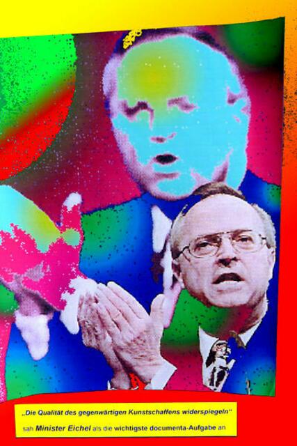 Hans EICHEL - EX-documenta Verantwortlicher (Institution documenta) - Sprücheklopfer der SPD (OB KASSEL etc.). Bild ausgestellt in FORUM Gießen - Ausstellung werner hahn; parallel zur d11 ... mal googeln .. Kassiert GUTe Rente .. whKUNST. tagesthemen ...