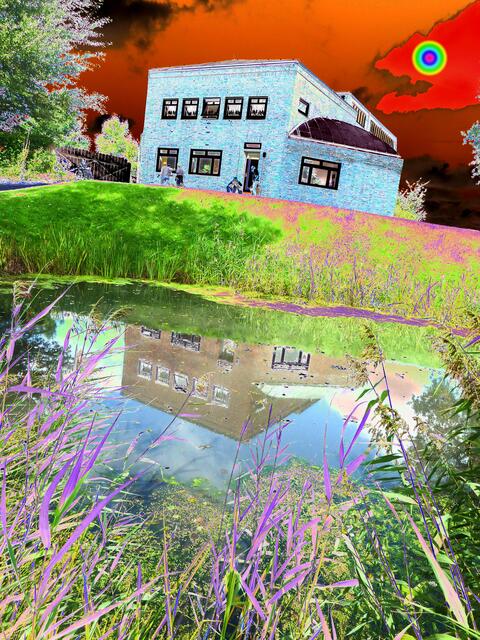 SURREALer NAZI-RAUBfisch bedroht das Garten-Gesamt-KUNSTWERK SEEBÜLL: Der Nolde–Garten in Seebüll ist ein einzigartiges Kleinod.- GEMÄLDE. werner hahn performance-malerei 1.8.2012