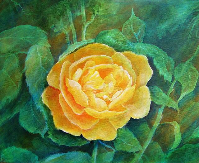 Ruth Franz - fertige Rose im Grünen