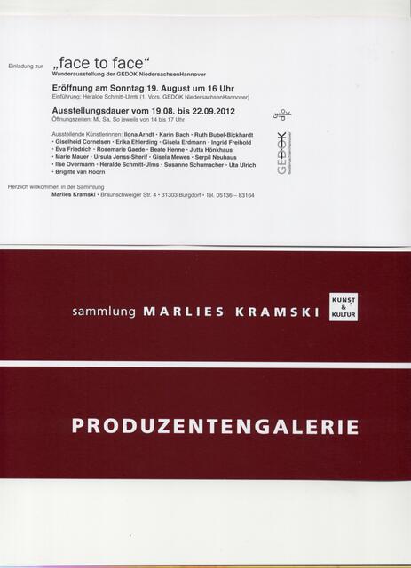 Die Ausstellung "face to face" in der Poduzentengalerie Sammlung Marlies Kramski in Bugdorf, Baunschweiger Straße 4.