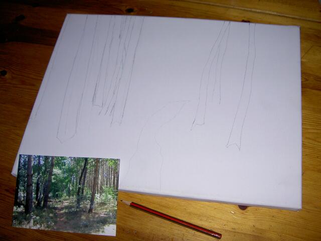 Eine Skizze mir Bleistift vorzeichnen.